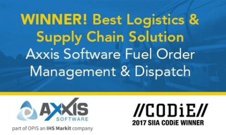 Axxis Fuel Order Management & Dispatch Wins the CODiE Award for Best Logistics & Supply Chain Solution
